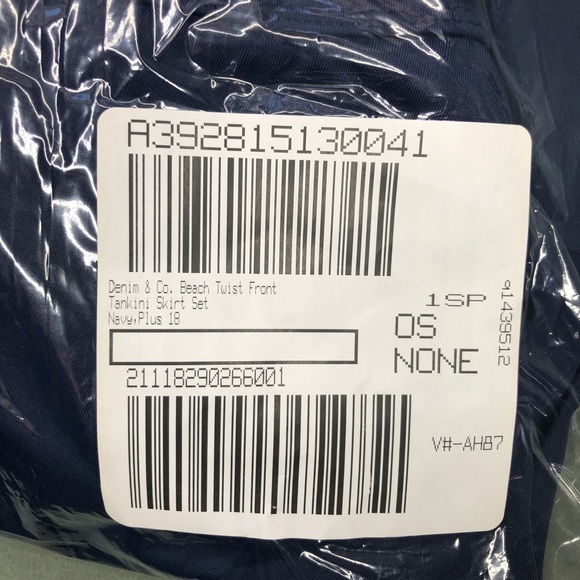 Denim & Co. Beach Twist Front Tankini with Skirt, Navy, Plus 18 - Picture 7 of 8